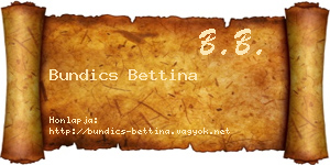 Bundics Bettina névjegykártya